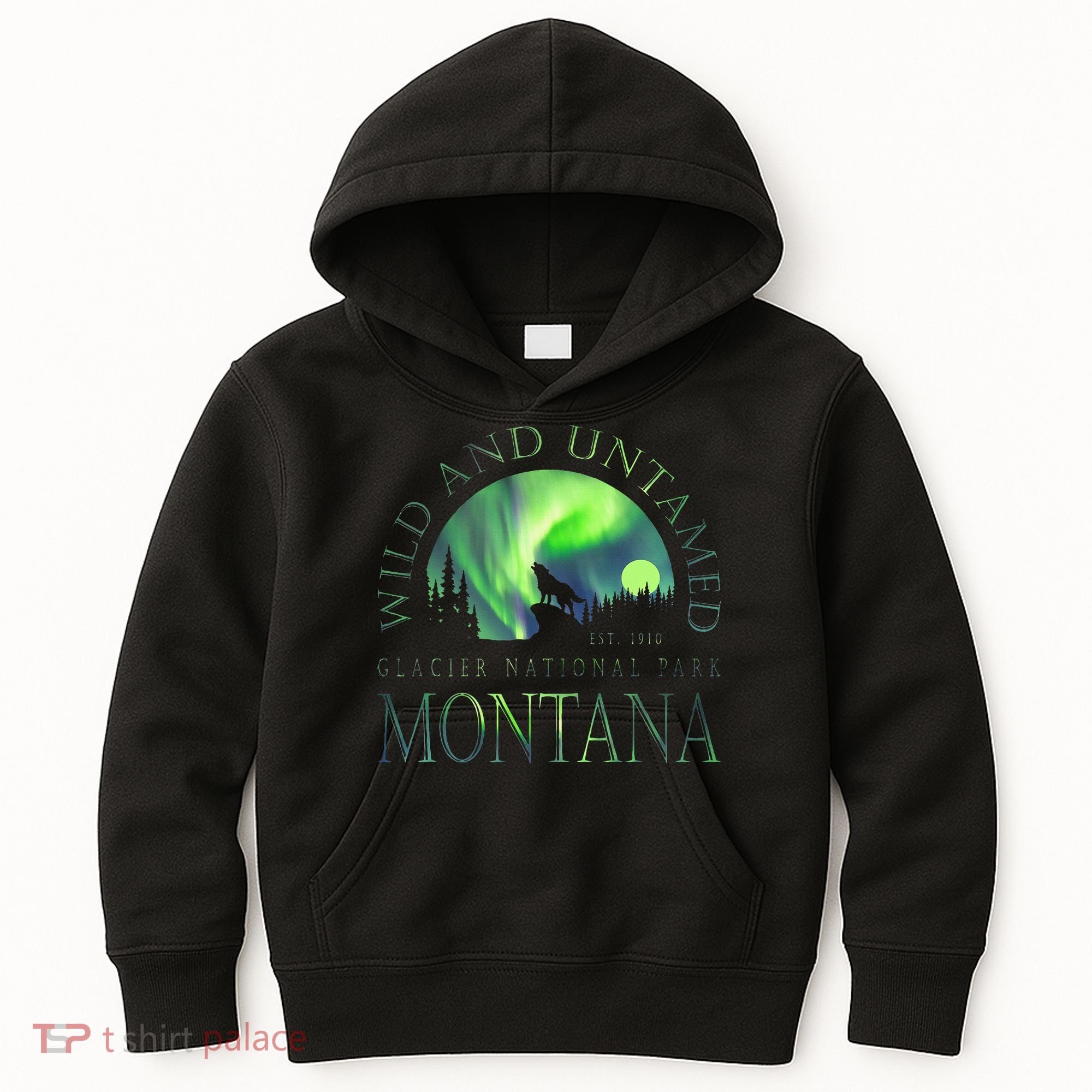 Montana Glacier National Park Northern Lights Kids Hoodie