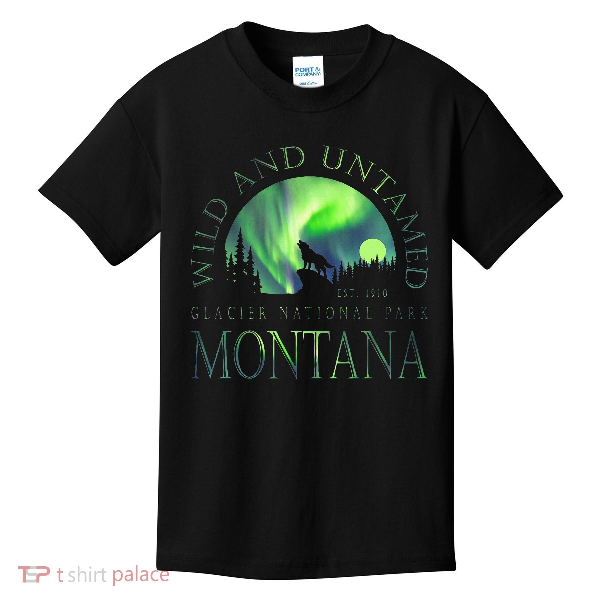 Montana Glacier National Park Northern Lights Kids T-Shirt