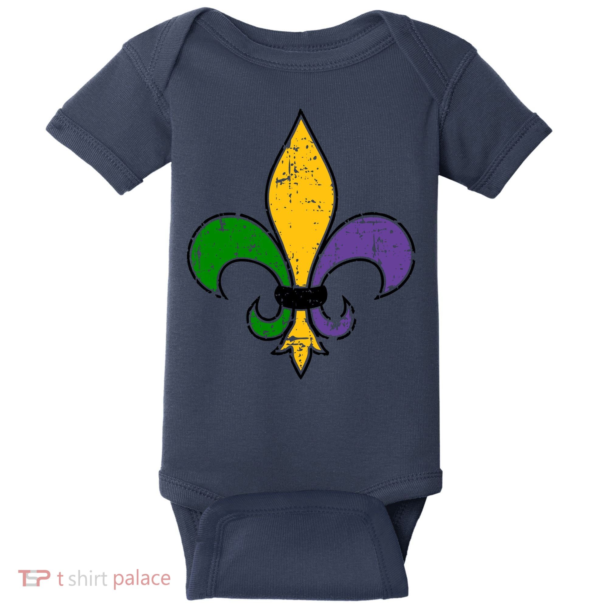 Mardi Gras New Orleans Fleur De Lis Baby Bodysuit