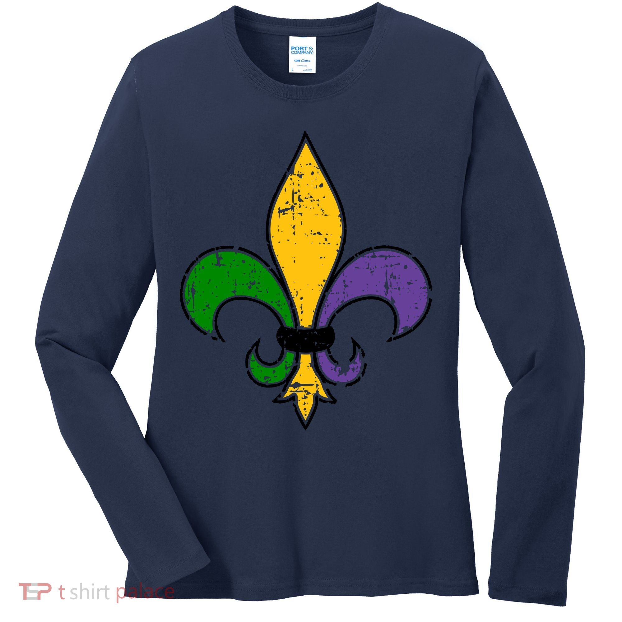 Mardi Gras New Orleans Fleur De Lis Women's Long Sleeve Shirt