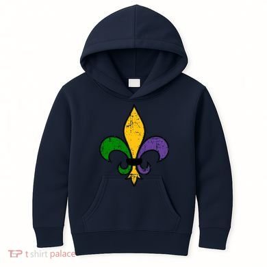 Mardi Gras New Orleans Fleur De Lis Kids Hoodie
