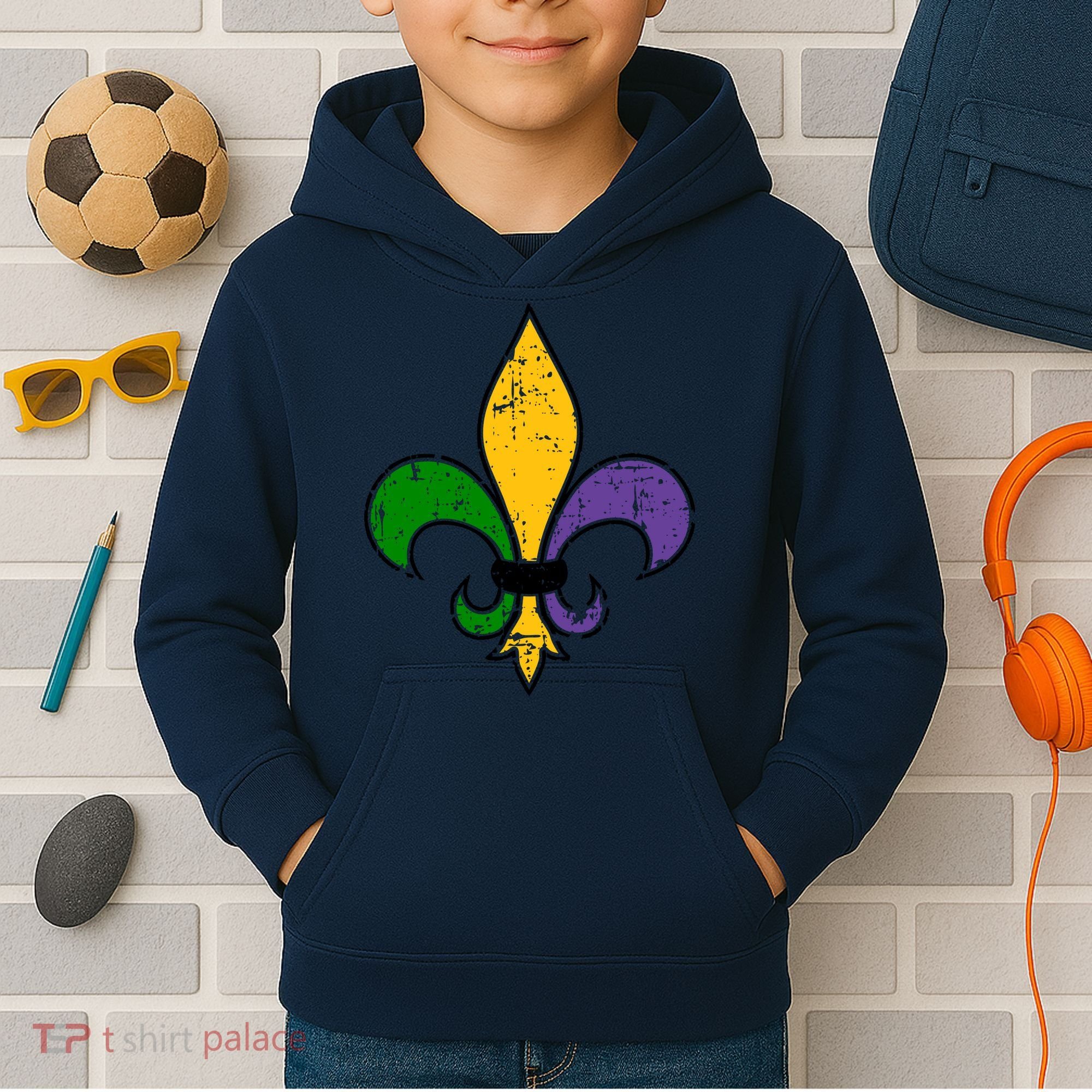 Mardi Gras New Orleans Fleur De Lis Kids Hoodie