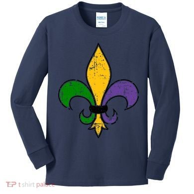 Mardi Gras New Orleans Fleur De Lis Kids Long Sleeve Shirt