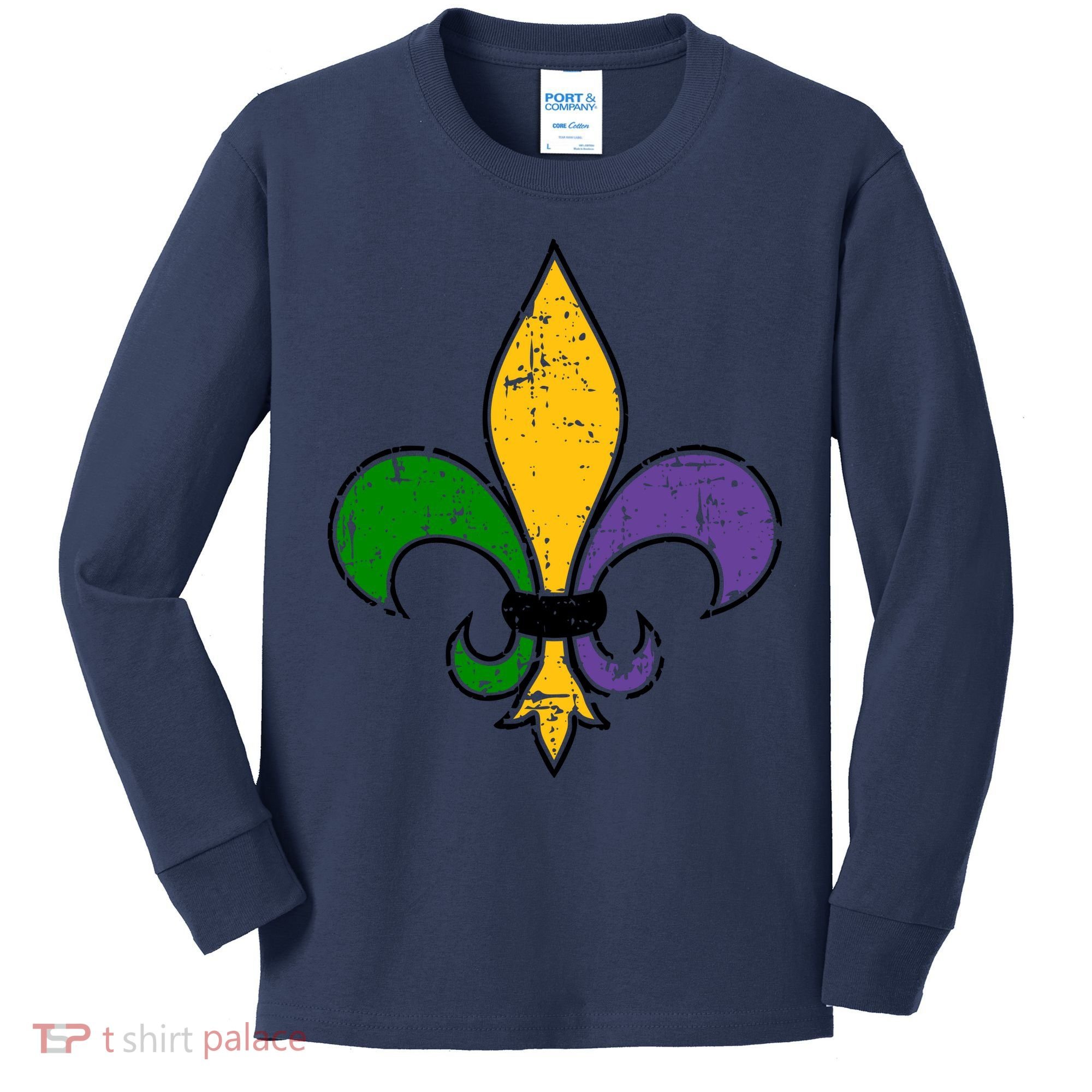 Mardi Gras New Orleans Fleur De Lis Kids Long Sleeve Shirt