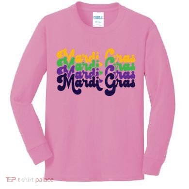 Mardi Gras New Orleans Retro Kids Long Sleeve Shirt