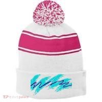 Millennials Geometric Nostalgia 90s Stripe Pom Pom Beanie thumb 0