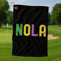 Mardi Gras Nola New Orleans Retro Party Gift Golf Towel thumb 1