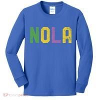 Mardi Gras Nola New Orleans Retro Party Gift Kids Long Sleeve Shirt thumb 0