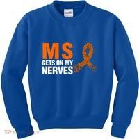 Ms Gets On My Nerves Multiple Sclerosis Cool Gift Kids Sweatshirt thumb 0