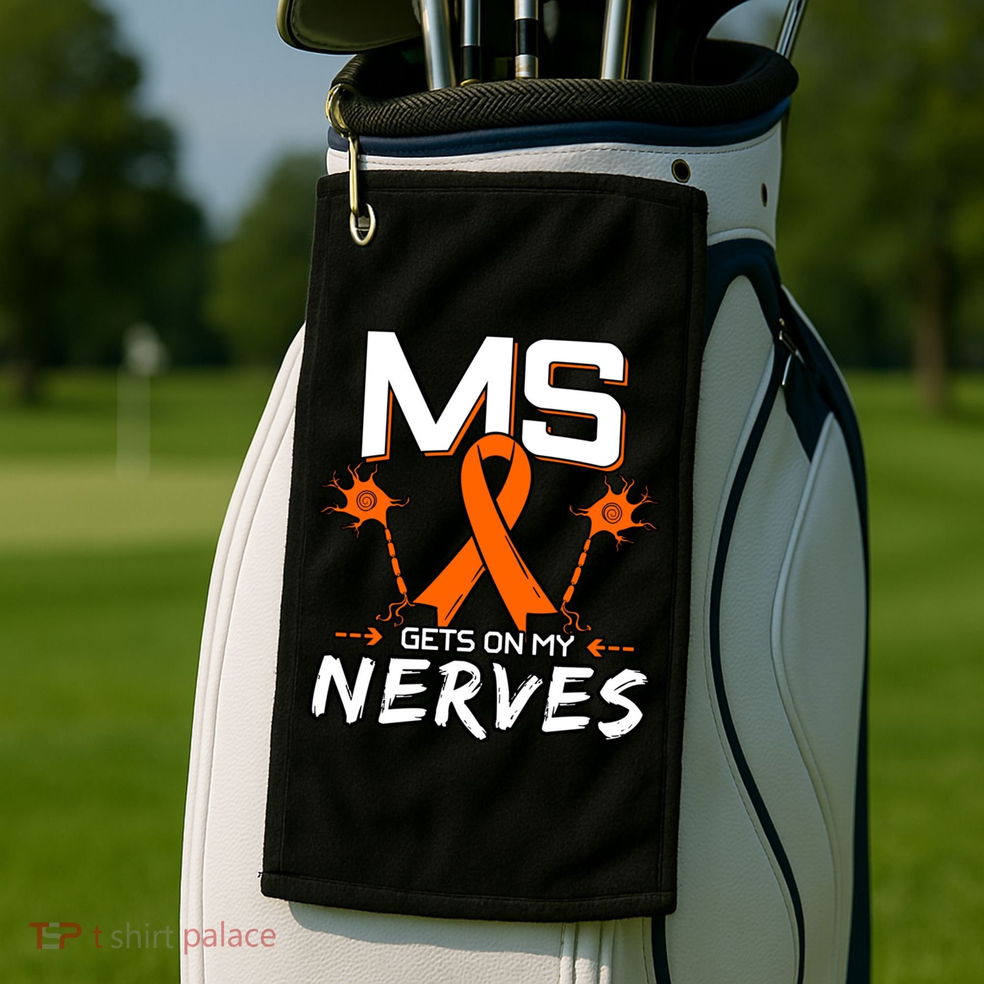 Ms Gets On My Nerves Multiple Sclerosis Awareness Survivor Cool Gift Golf Towel