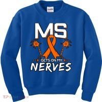 Ms Gets On My Nerves Multiple Sclerosis Awareness Survivor Cool Gift Kids Sweatshirt thumb 0