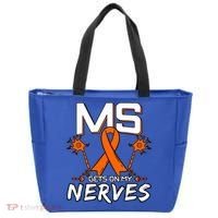 Ms Gets On My Nerves Multiple Sclerosis Awareness Survivor Cool Gift Tote Bag thumb 0