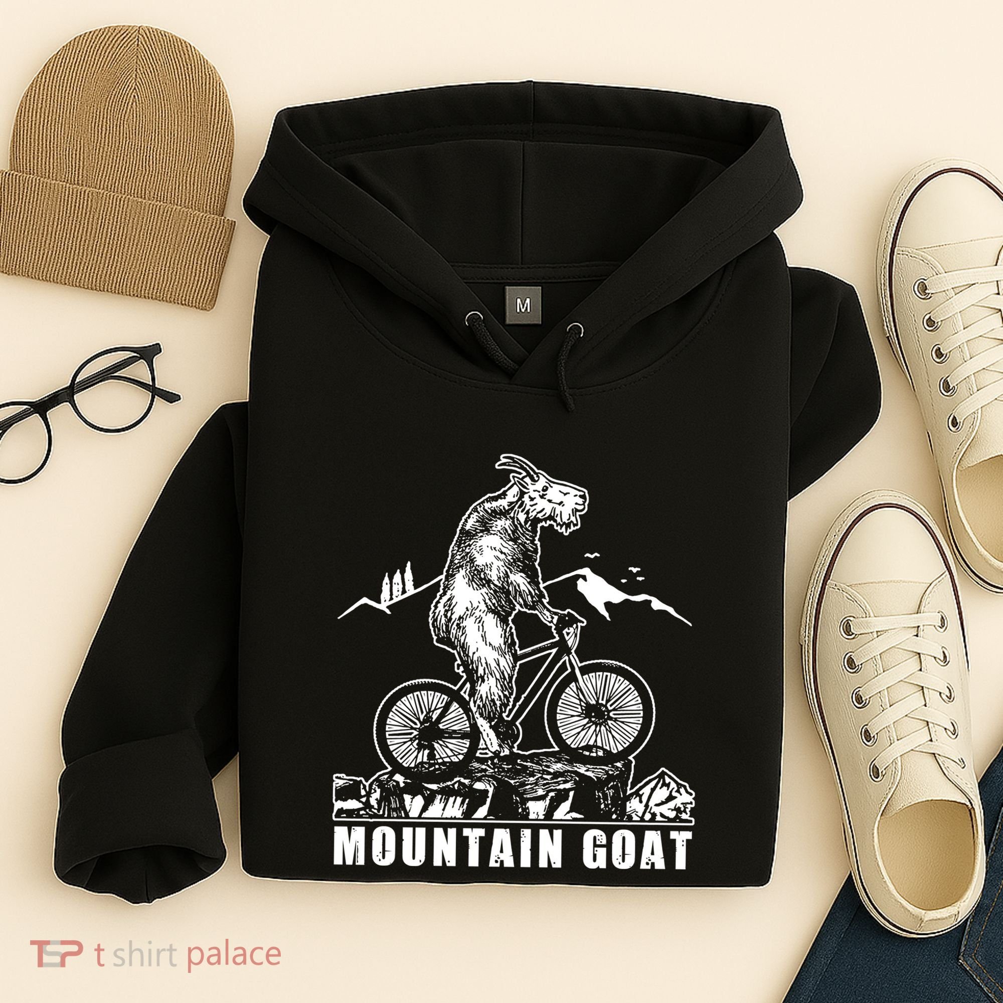 Mountain Goat On A Mountain Bike Cool Hoodie