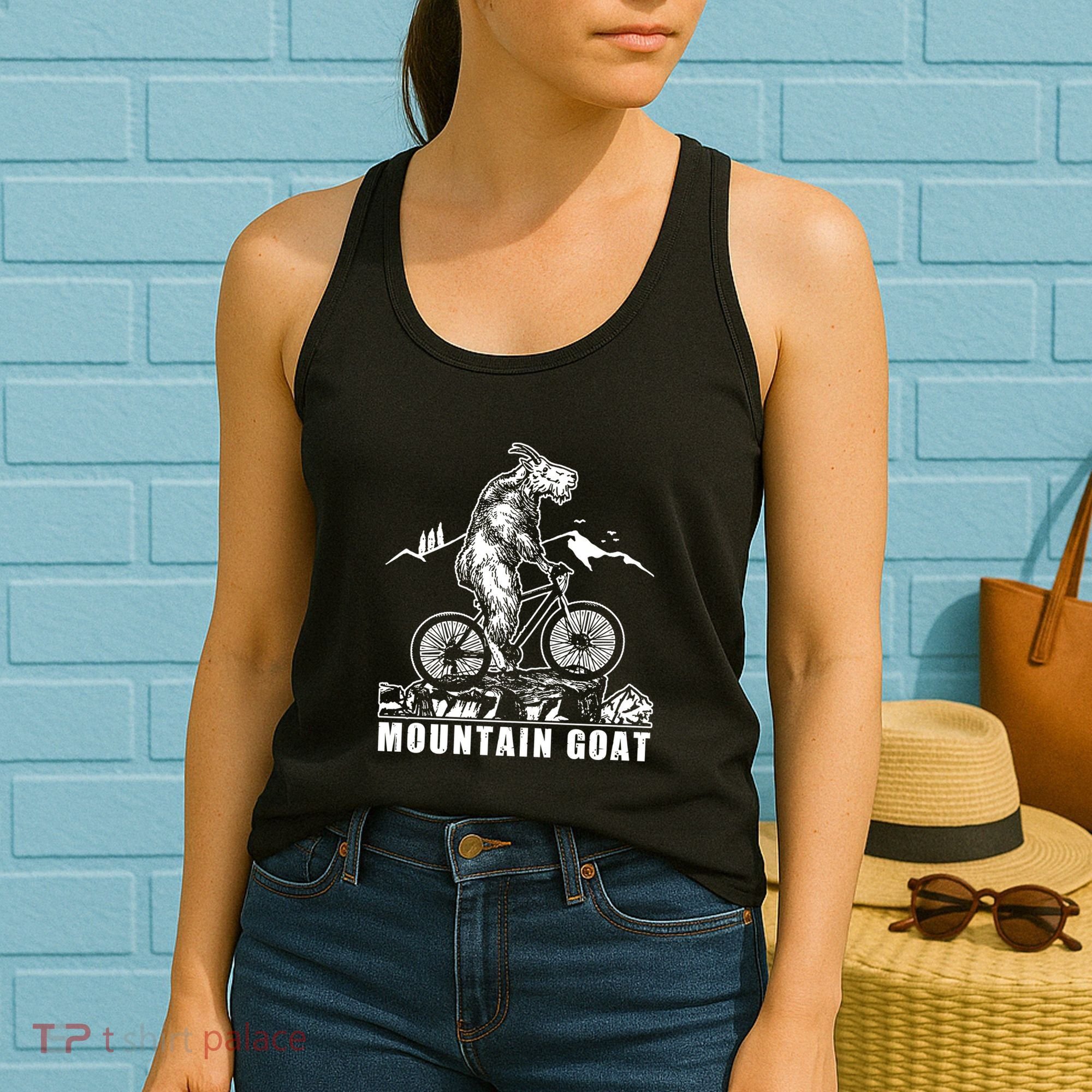 Mountain Goat On A Mountain Bike Cool Women's Tank Top