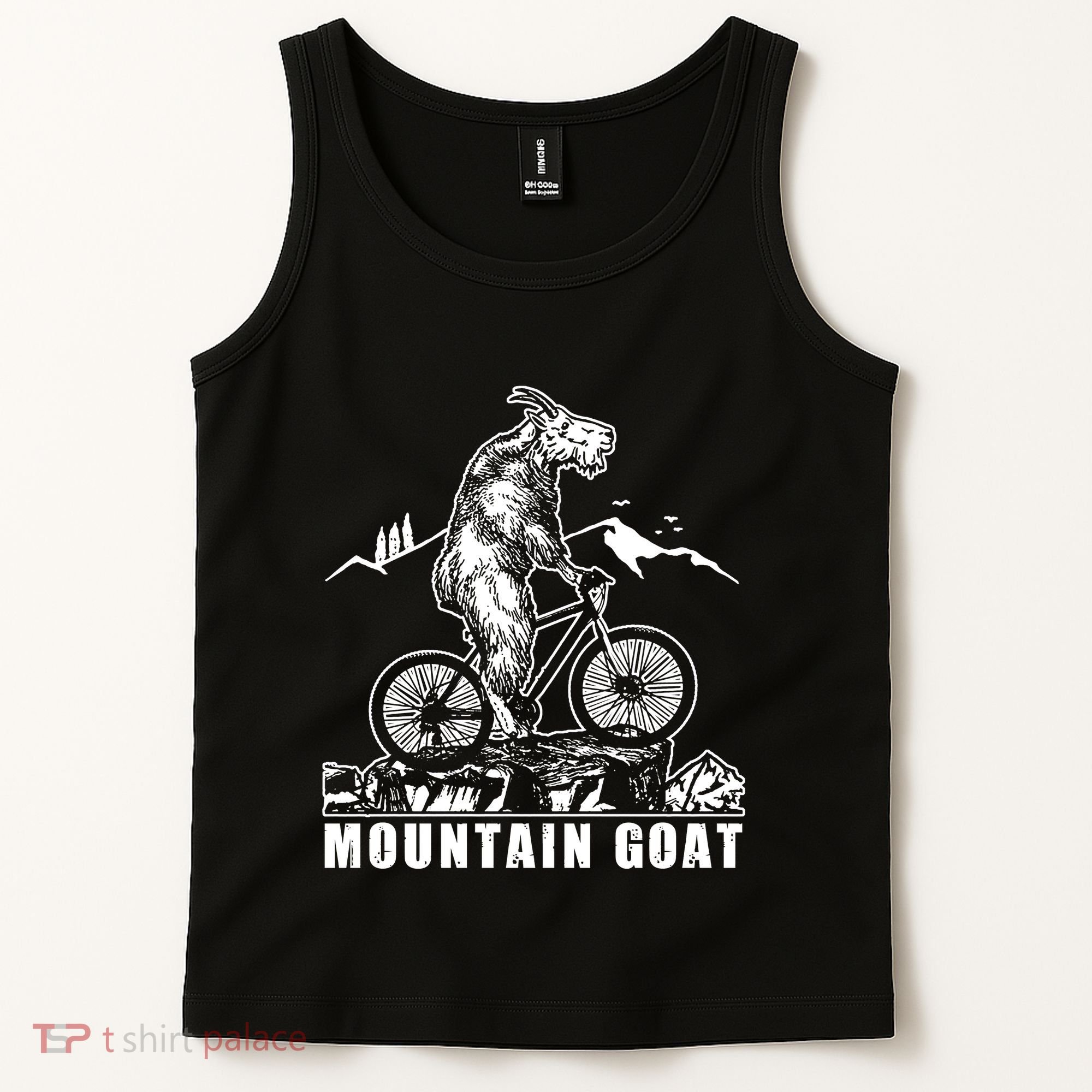 Mountain Goat On A Mountain Bike Cool Tank Top