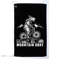 Mountain Goat On A Mountain Bike Cool Golf Towel thumb 0
