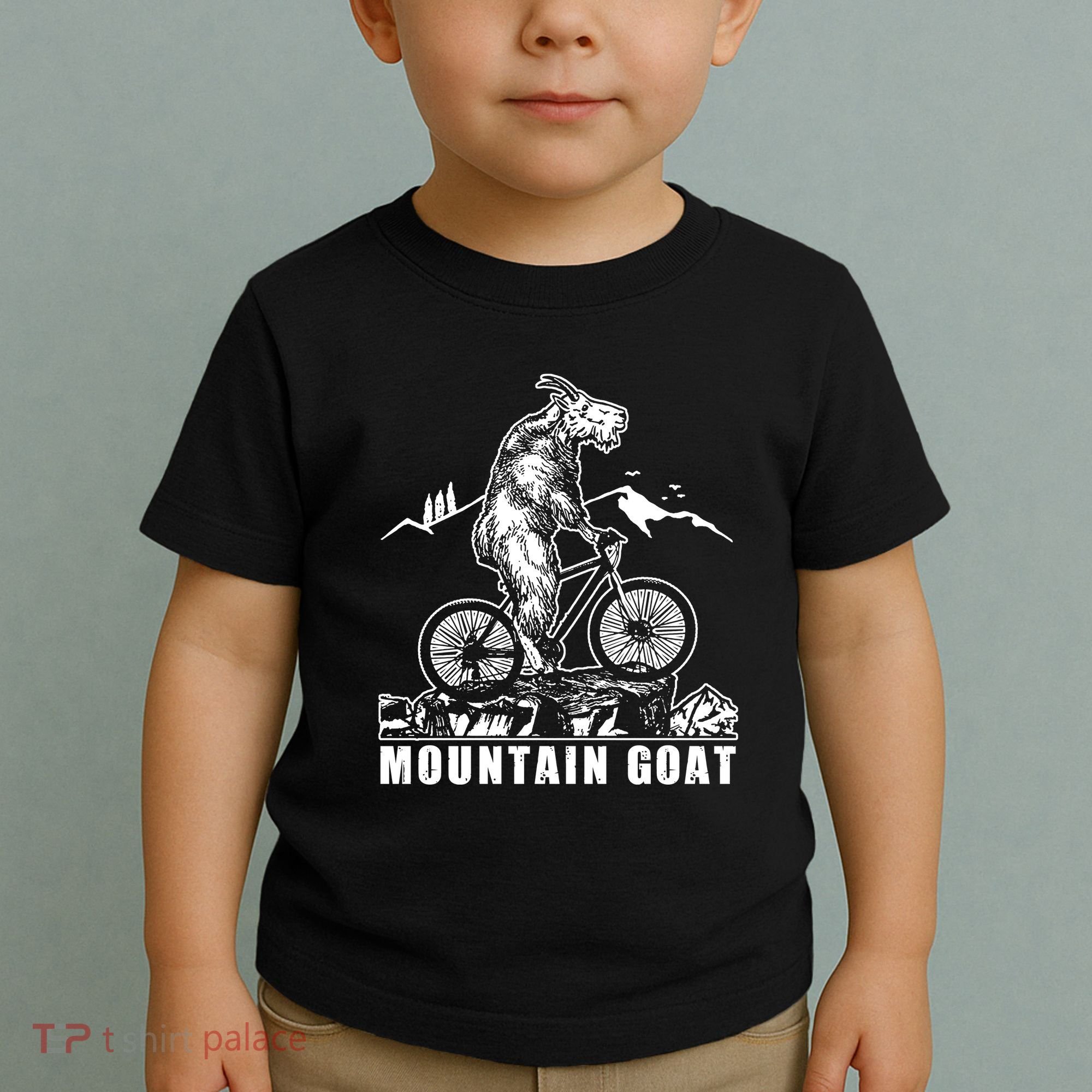 Mountain Goat On A Mountain Bike Cool Toddler T-Shirt