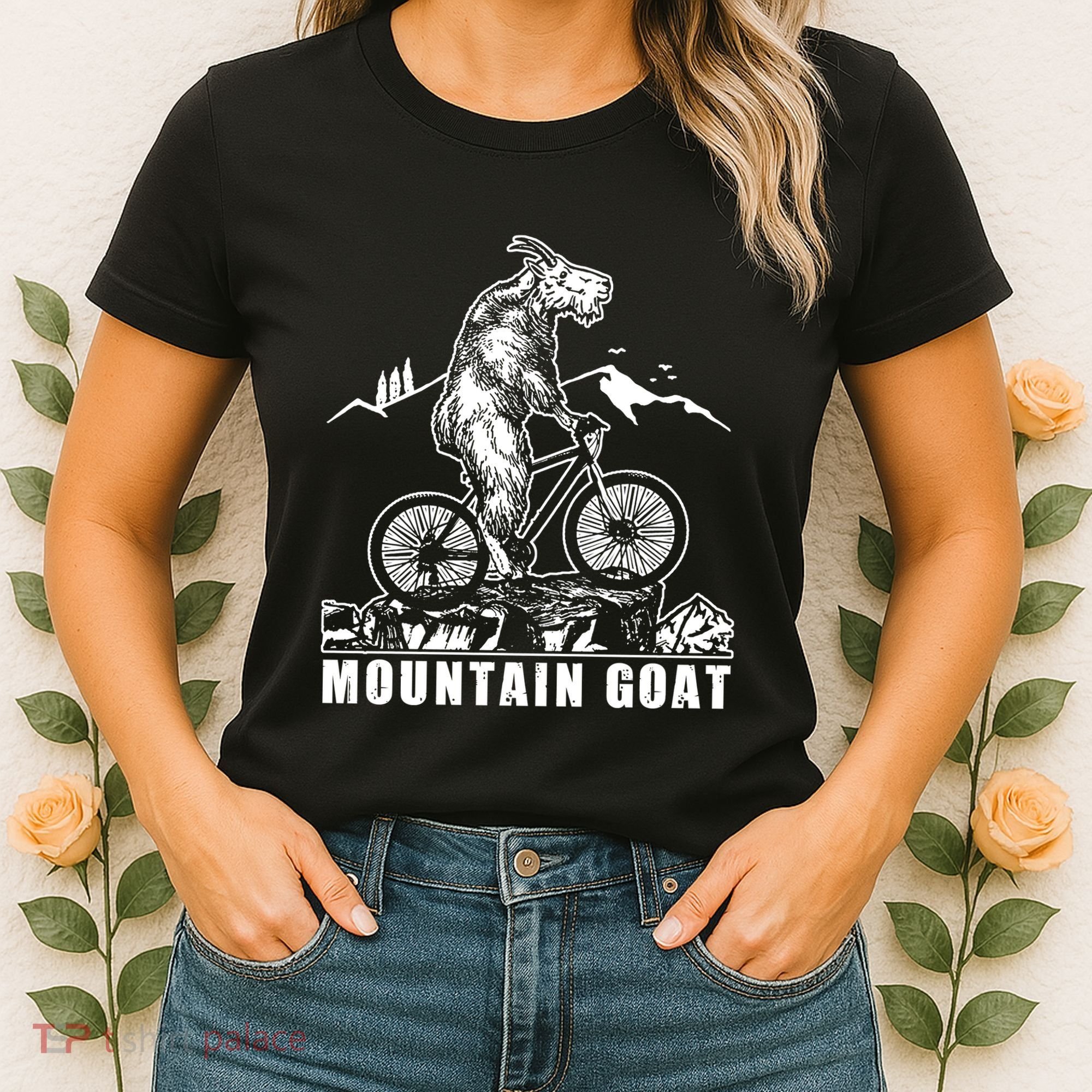 Mountain Goat On A Mountain Bike Cool Women's T-Shirt