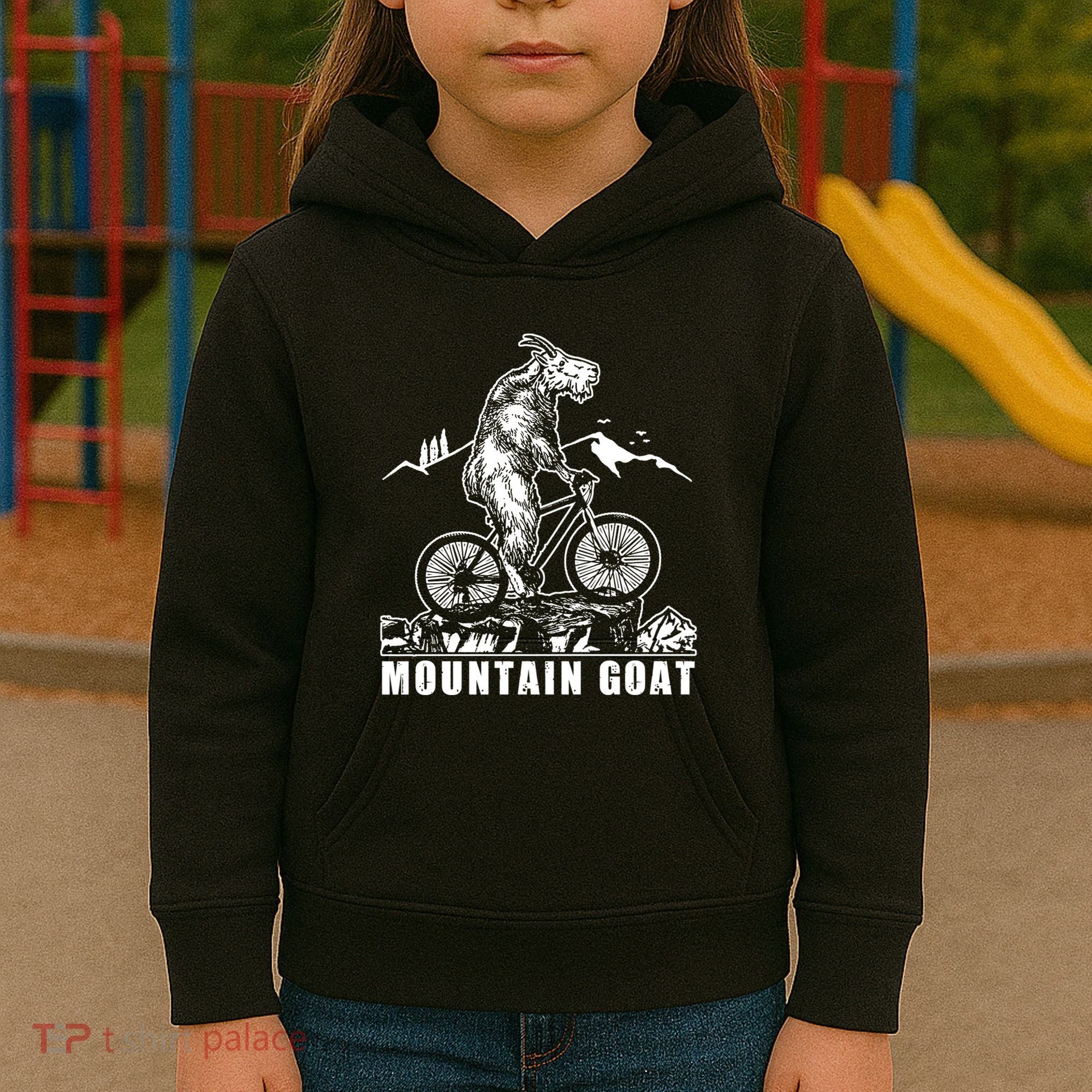 Mountain Goat On A Mountain Bike Cool Kids Hoodie