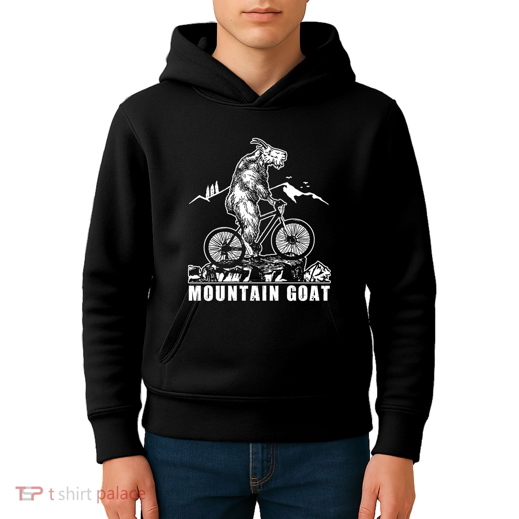Mountain Goat On A Mountain Bike Cool Kids Hoodie