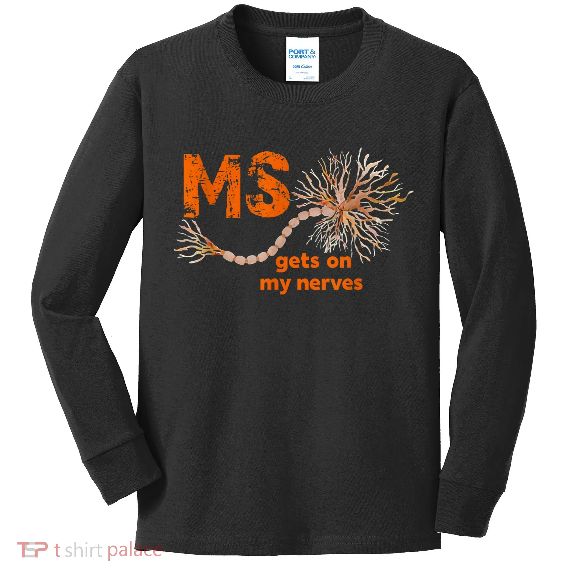 MS Get On My Nerves Multiple Sclerosis Awareness Kids Long Sleeve Shirt