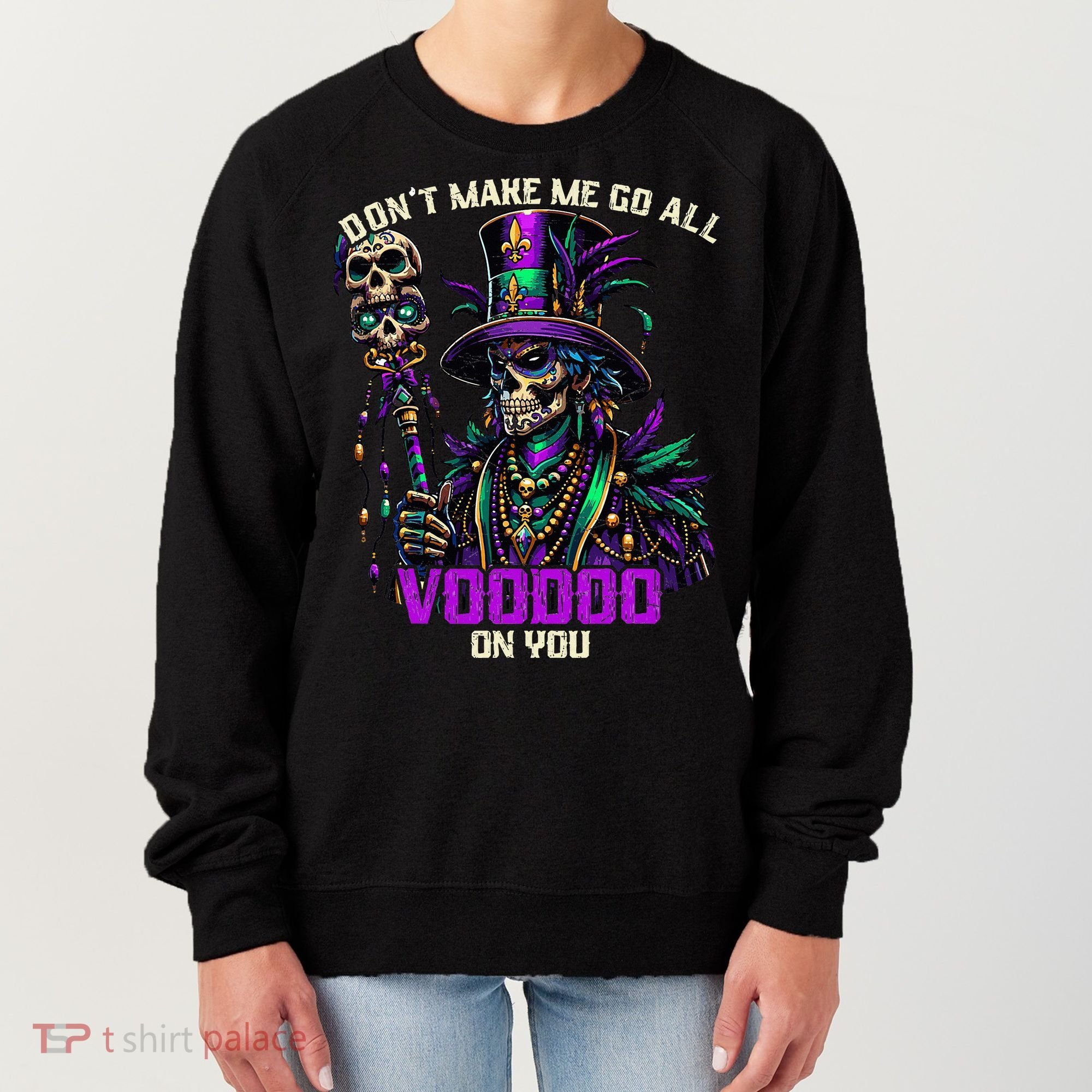 Mardi Gras Priest Hat New Orleans Witch Doctor Voodoo  Women's Sweatshirt