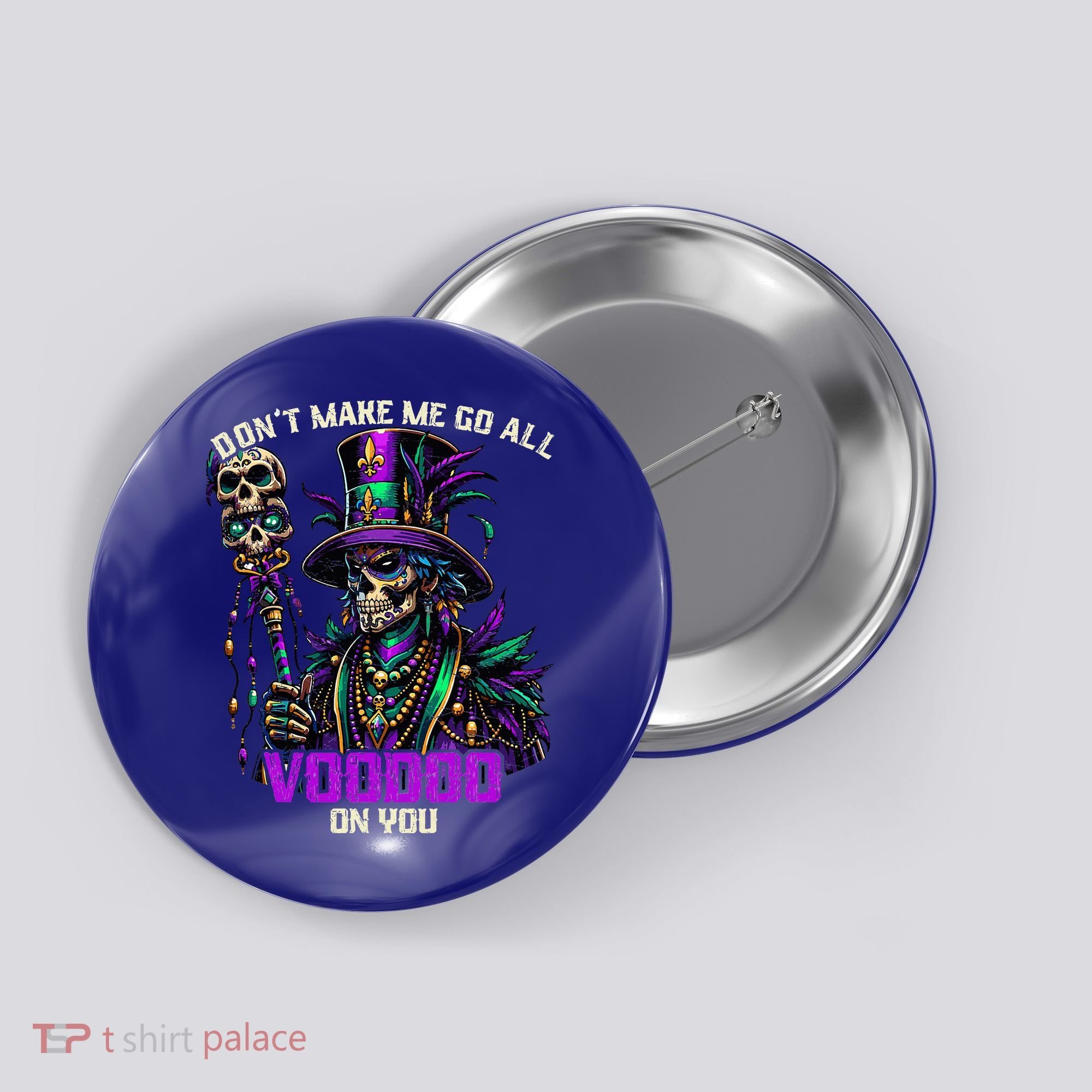 Mardi Gras Priest Hat New Orleans Witch Doctor Voodoo  Button