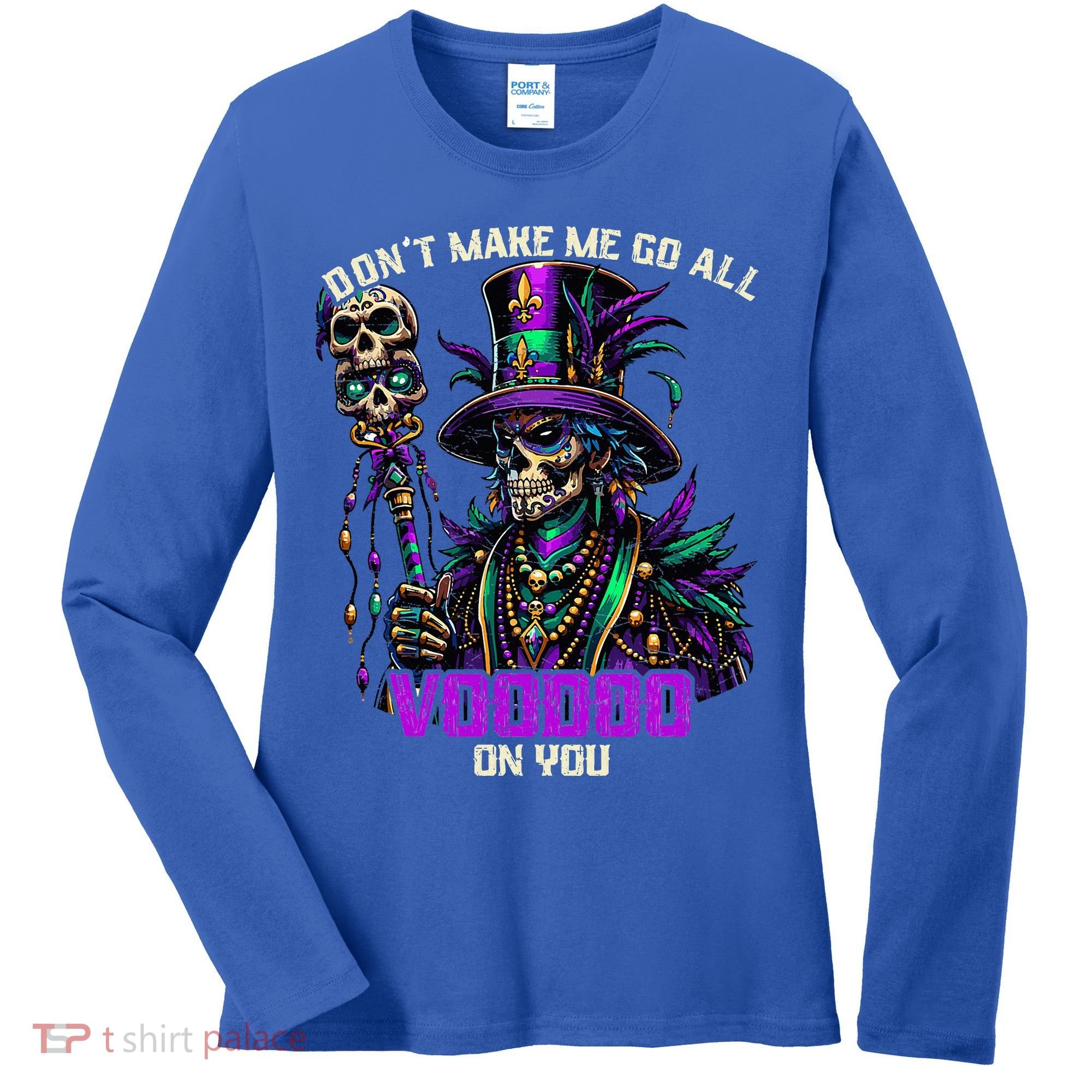 Mardi Gras Priest Hat New Orleans Witch Doctor Voodoo  Women's Long Sleeve Shirt