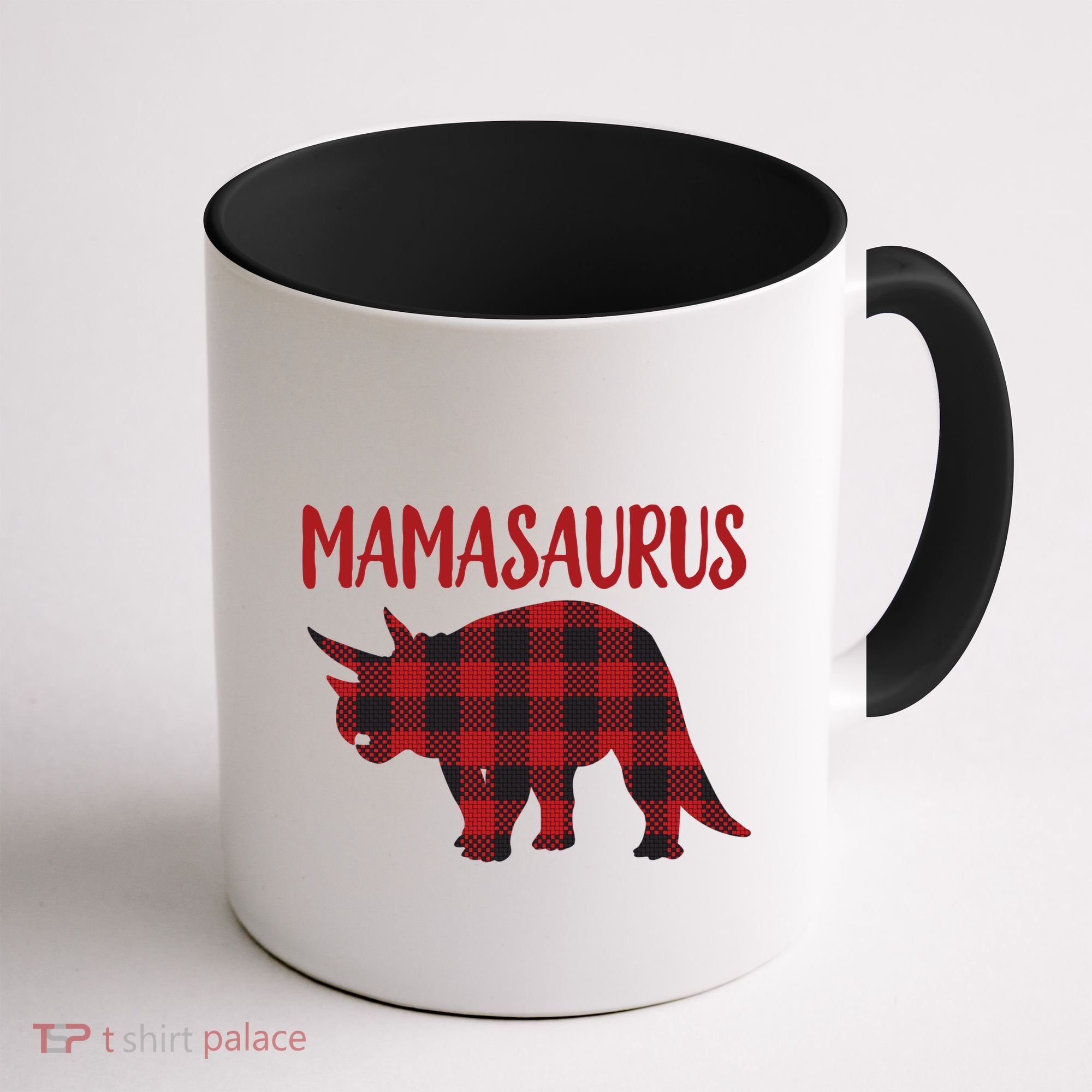 Mamasaurus Gift Plaid Triceratops Moms Of Dinosaurs Coffee Mug