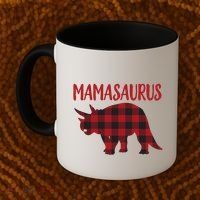 Mamasaurus Gift Plaid Triceratops Moms Of Dinosaurs Coffee Mug thumb 2