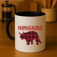 Mamasaurus Gift Plaid Triceratops Moms Of Dinosaurs Coffee Mug thumb 4