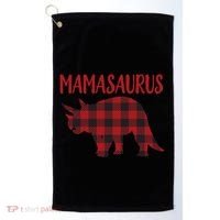 Mamasaurus Gift Plaid Triceratops Moms Of Dinosaurs Golf Towel thumb 0
