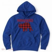 Mamasaurus Gift Plaid Triceratops Moms Of Dinosaurs Hoodie thumb 0