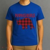 Mamasaurus Gift Plaid Triceratops Moms Of Dinosaurs T-Shirt thumb 3