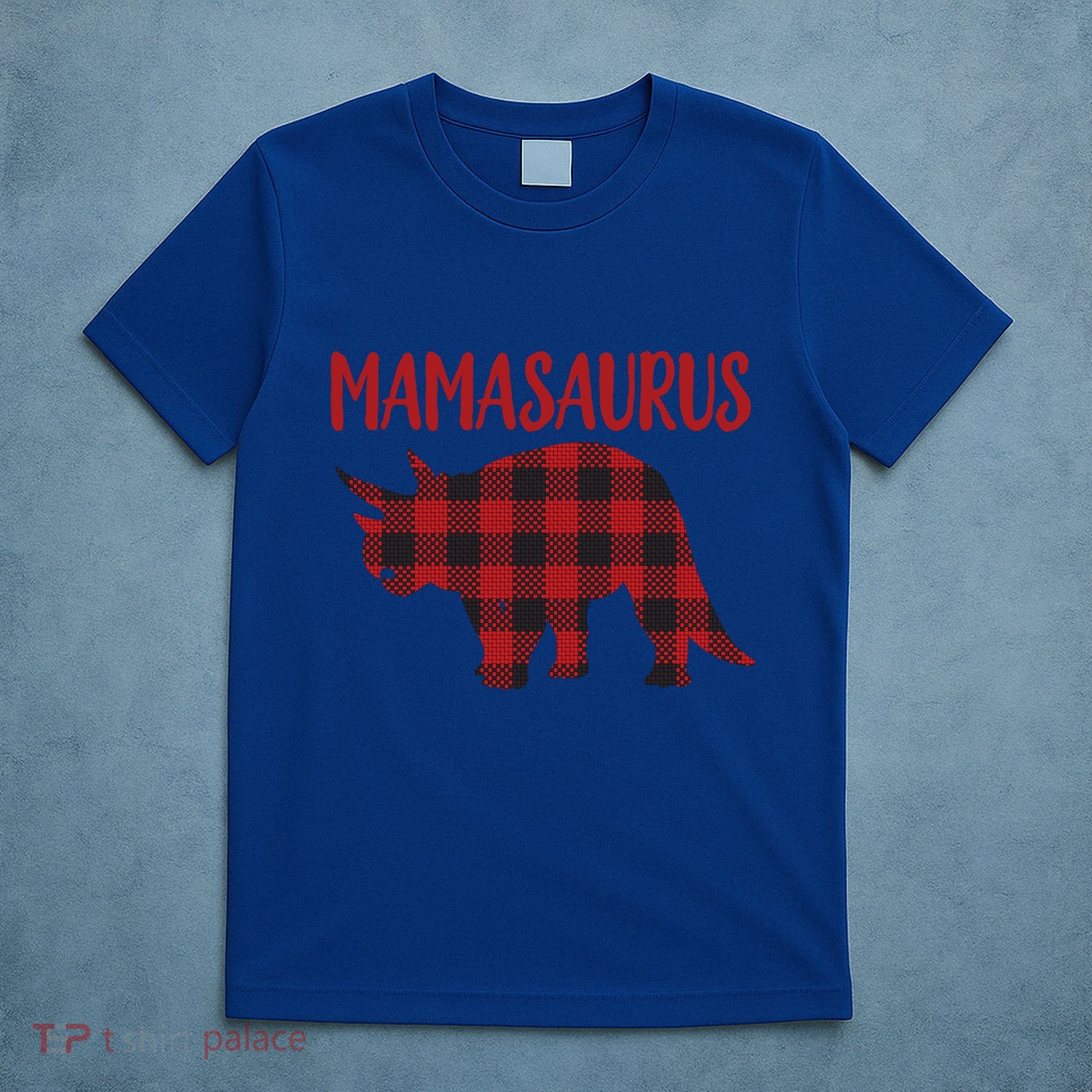 Mamasaurus Gift Plaid Triceratops Moms Of Dinosaurs T-Shirt