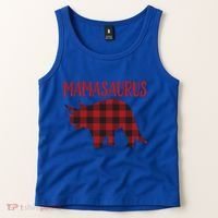 Mamasaurus Gift Plaid Triceratops Moms Of Dinosaurs Tank Top thumb 2