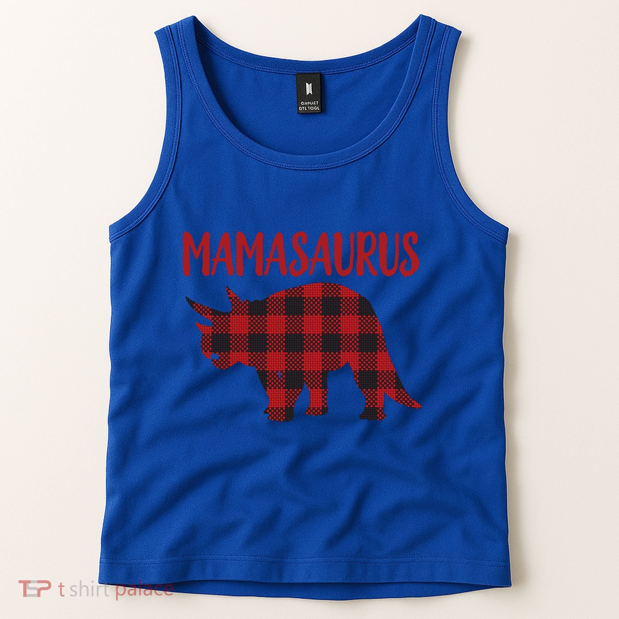Mamasaurus Gift Plaid Triceratops Moms Of Dinosaurs Tank Top