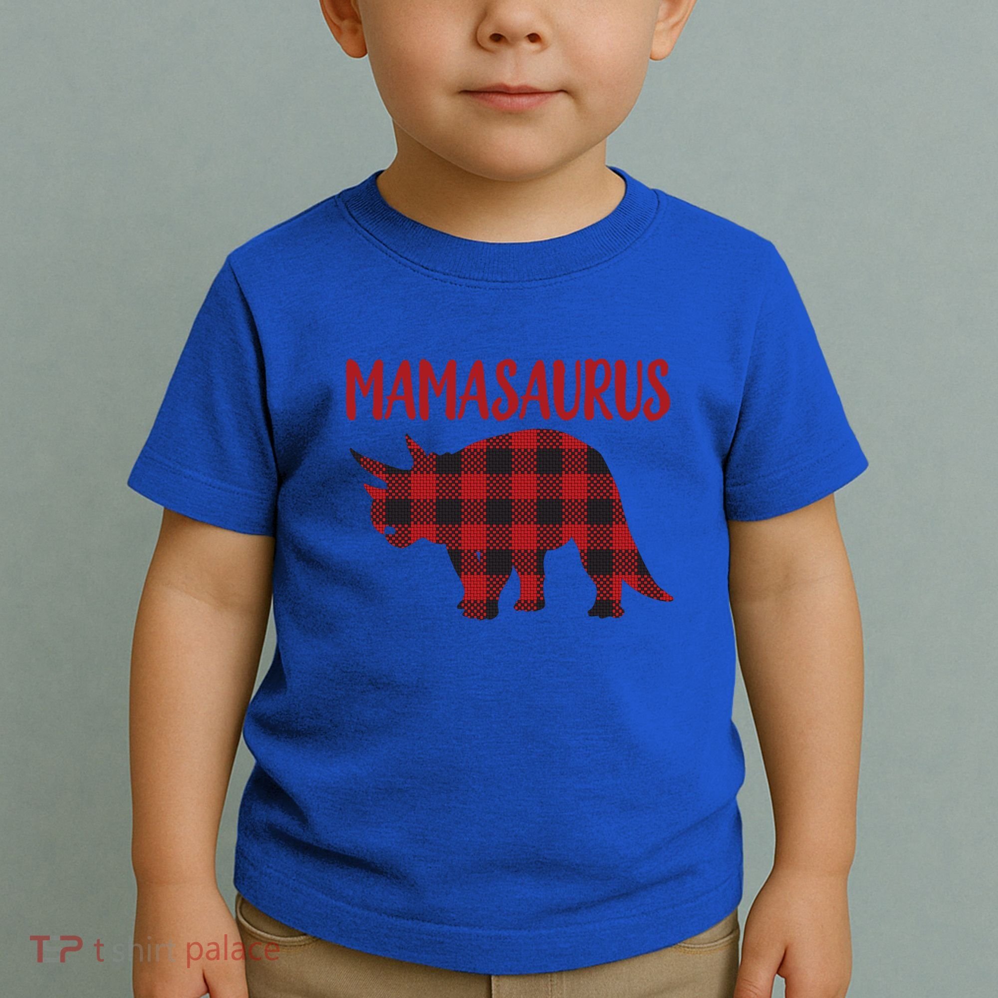 Mamasaurus Gift Plaid Triceratops Moms Of Dinosaurs Toddler T-Shirt