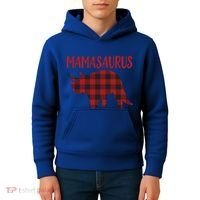 Mamasaurus Gift Plaid Triceratops Moms Of Dinosaurs Kids Hoodie thumb 4