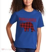 Mamasaurus Gift Plaid Triceratops Moms Of Dinosaurs Kids T-Shirt thumb 2