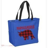 Mamasaurus Gift Plaid Triceratops Moms Of Dinosaurs Tote Bag thumb 2