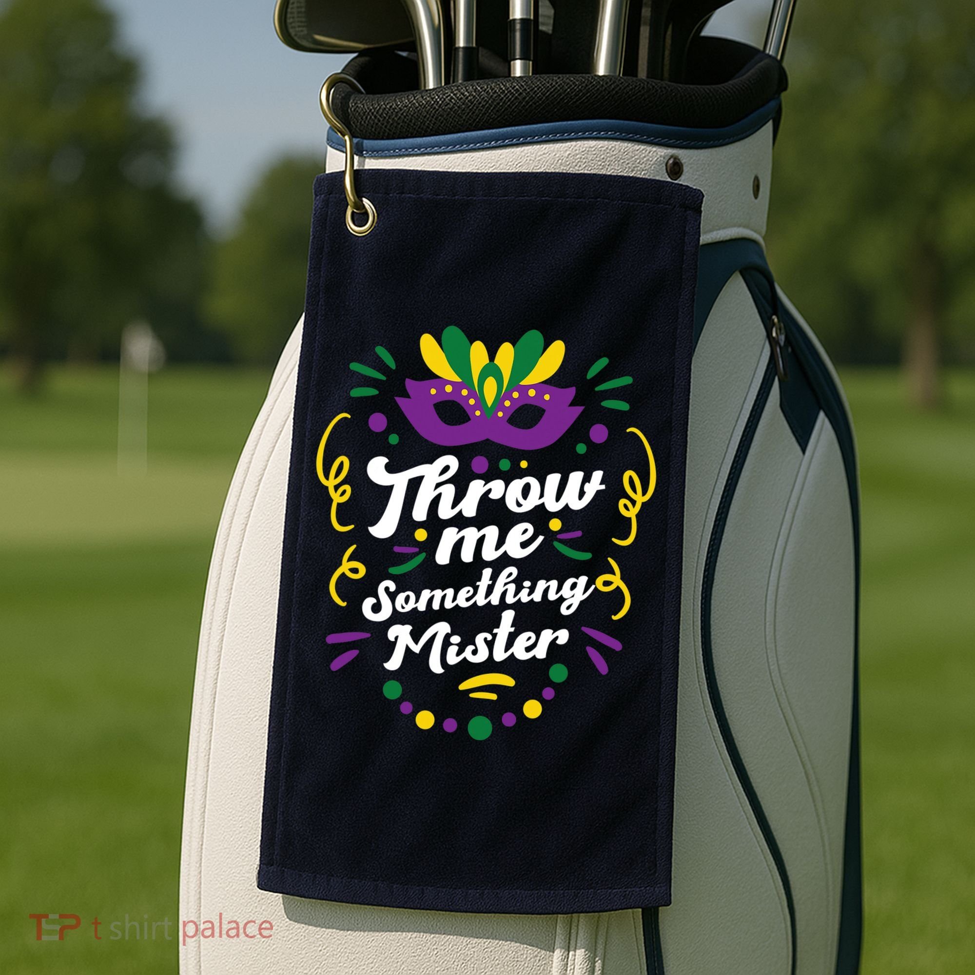 Mardi Gras Parade Outfit For Women Throw Me Something Mister Golf Towel