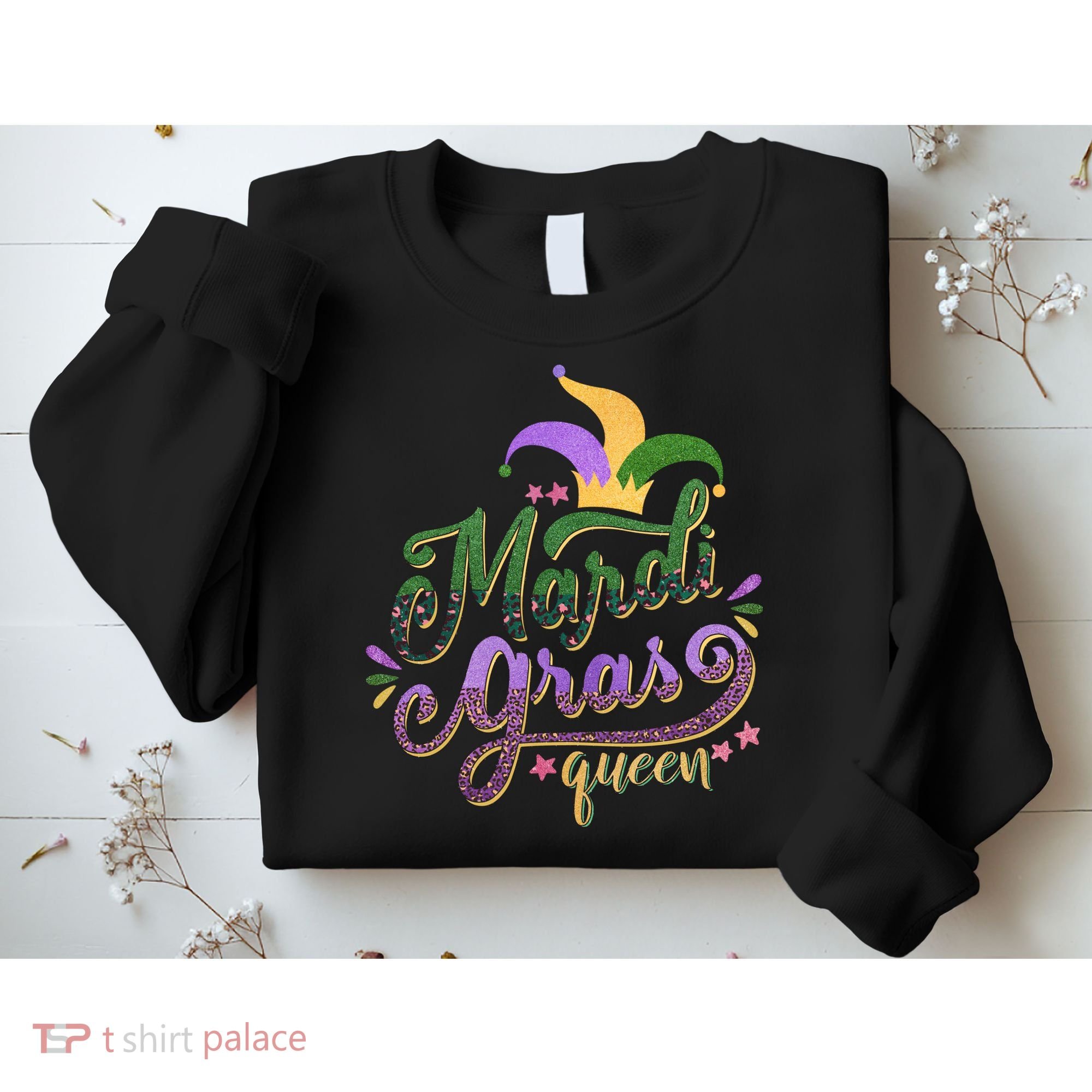 Mardi Gras Queen Gift Purplr Gold Green Gift Sweatshirt