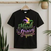 Mardi Gras Queen Gift Purplr Gold Green Gift T-Shirt thumb 2