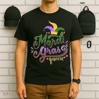 Mardi Gras Queen Gift Purplr Gold Green Gift T-Shirt thumb 6