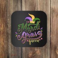 Mardi Gras Queen Gift Purplr Gold Green Gift Coaster thumb 0
