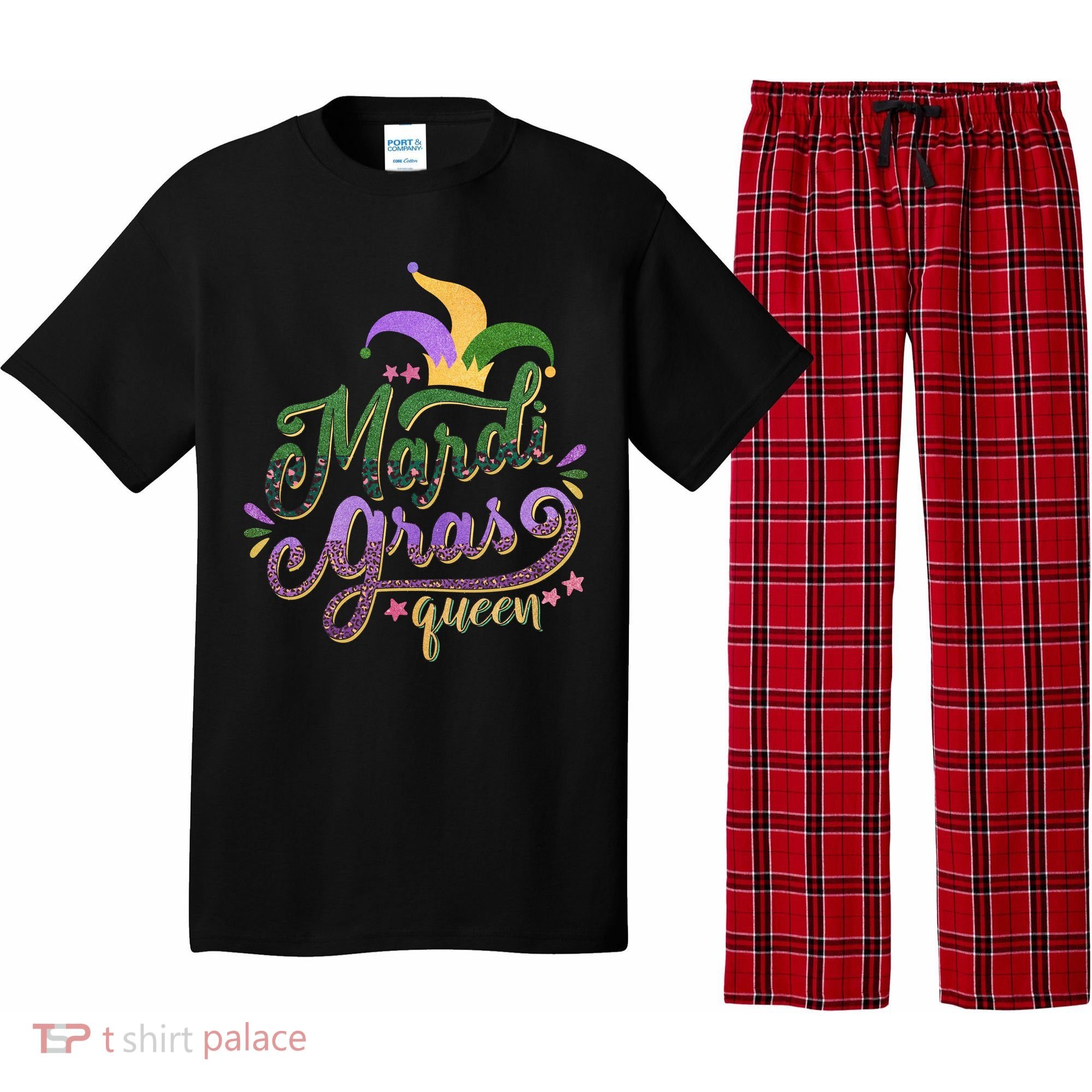 Mardi Gras Queen Gift Purplr Gold Green Gift Pajama Set