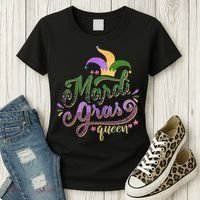 Mardi Gras Queen Gift Purplr Gold Green Gift Women's T-Shirt thumb 3
