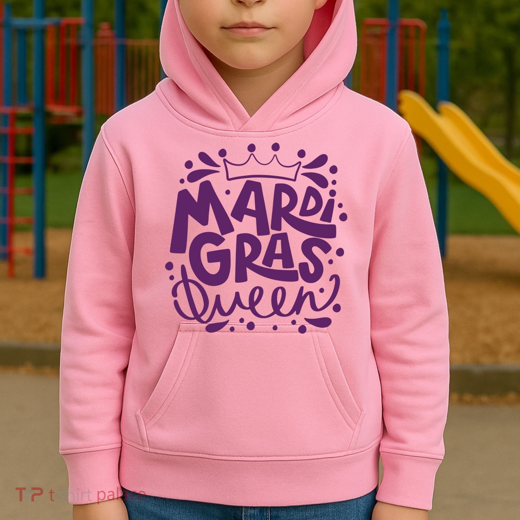 Mardi Gras Queen Celebration Kids Hoodie