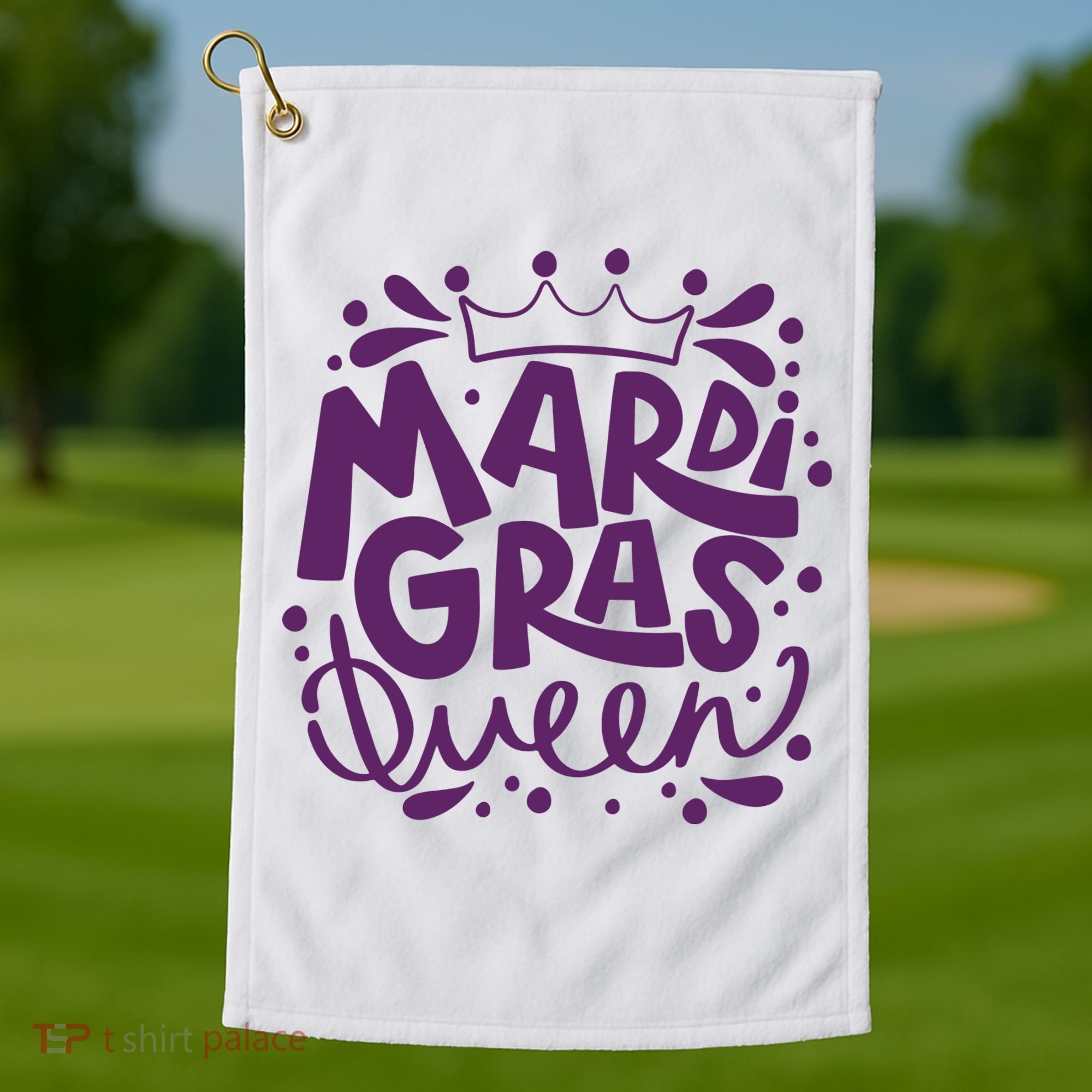 Mardi Gras Queen Celebration Golf Towel